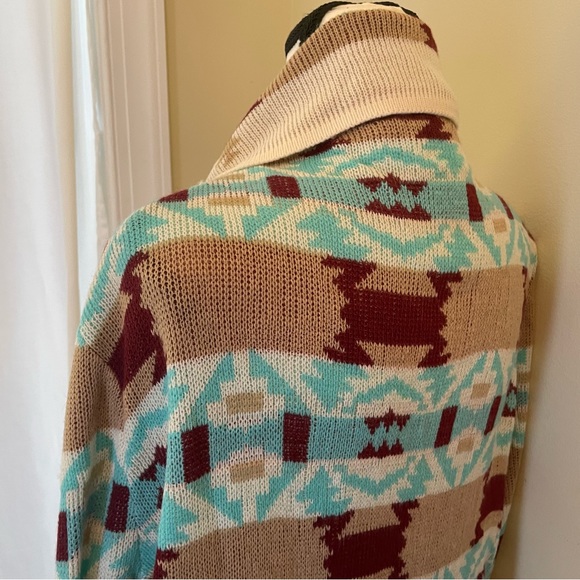 B Sharp Aztec Draped Cardigan Size Large - Picture 11 of 15
